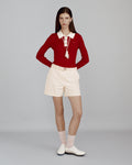 Pointelle Rib Long Sleeve Knit Polo