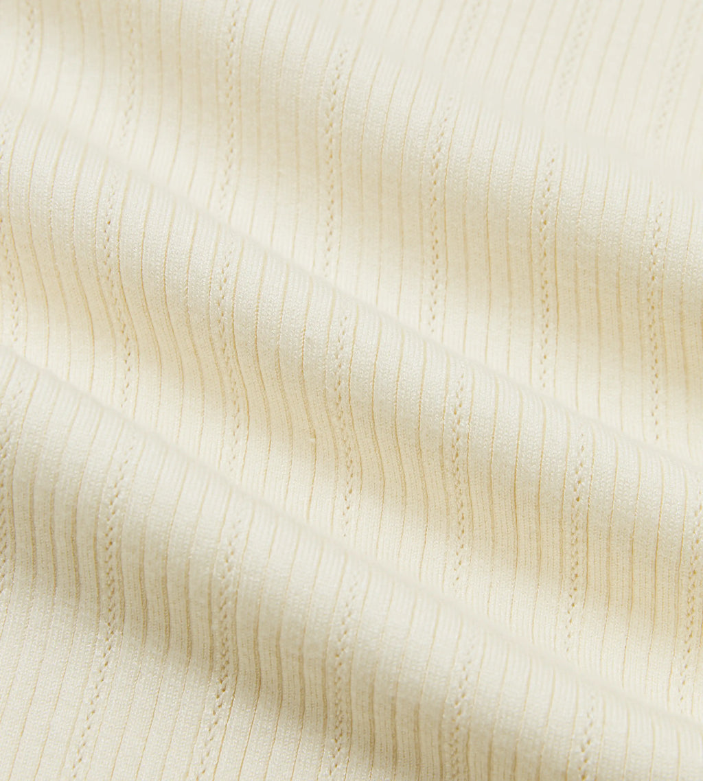 V Neck Pointelle Knit Polo