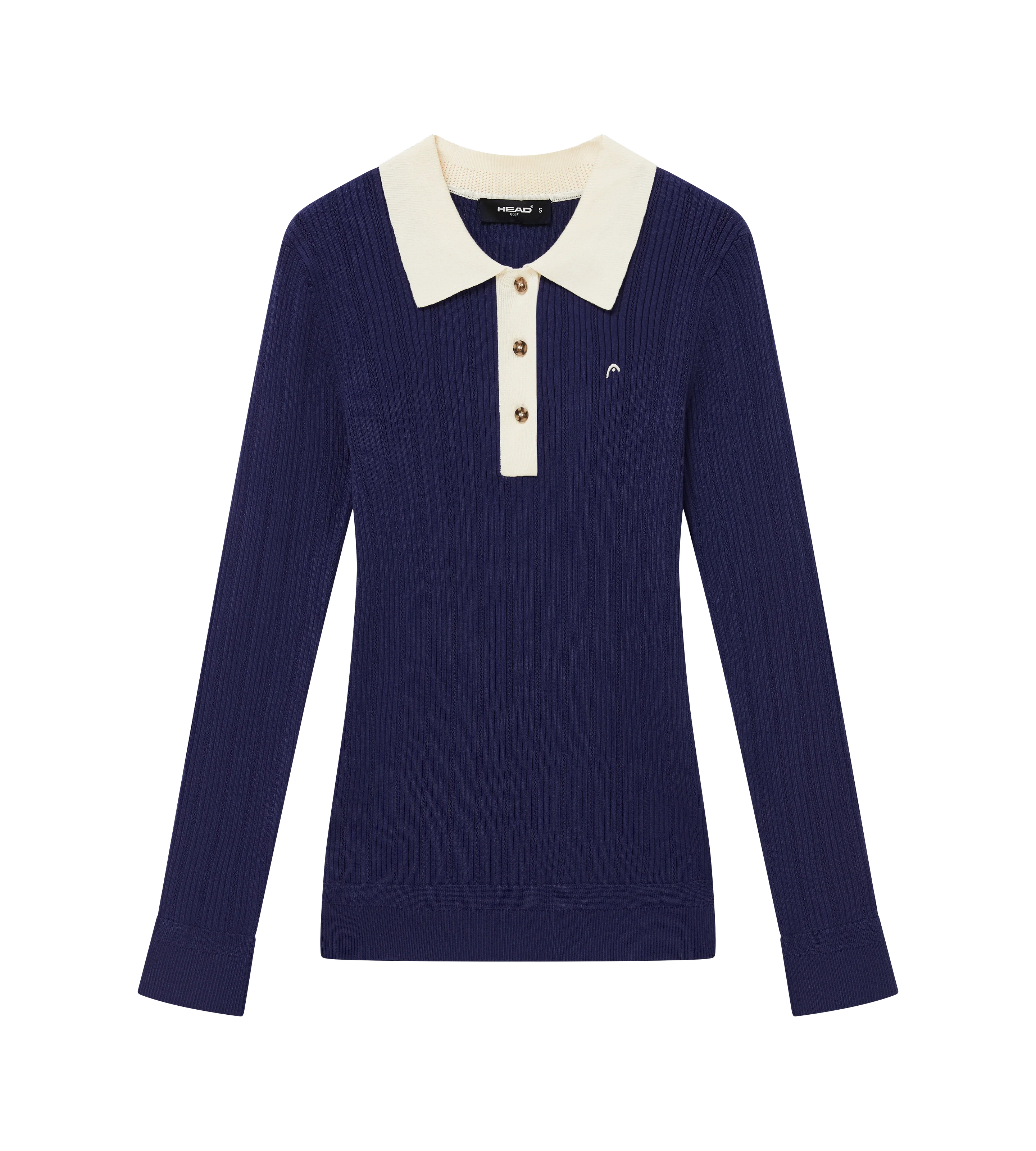 Long Sleeve Pointelle Knit Polo