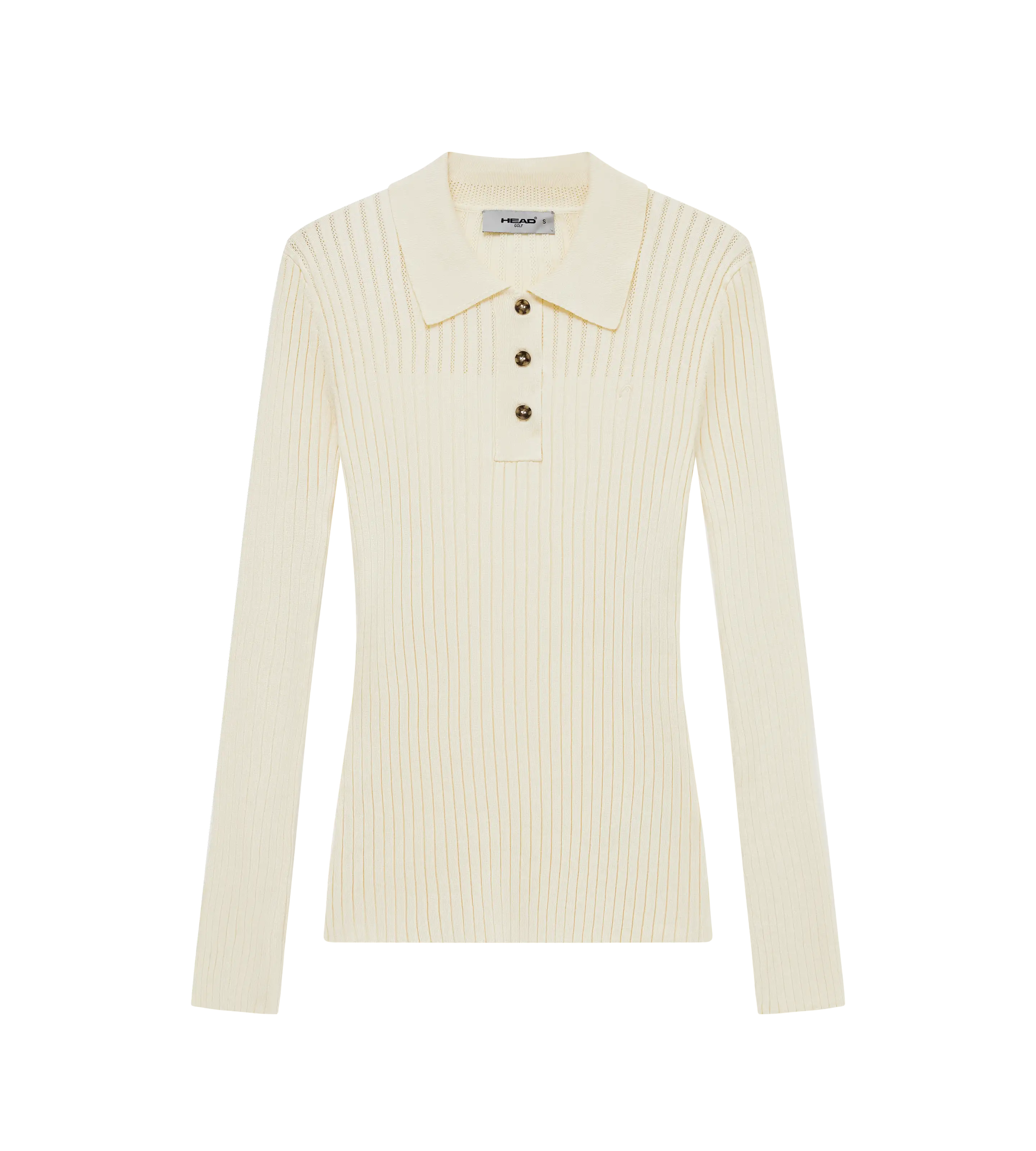 Pointelle Rib Long Sleeve Knit Polo
