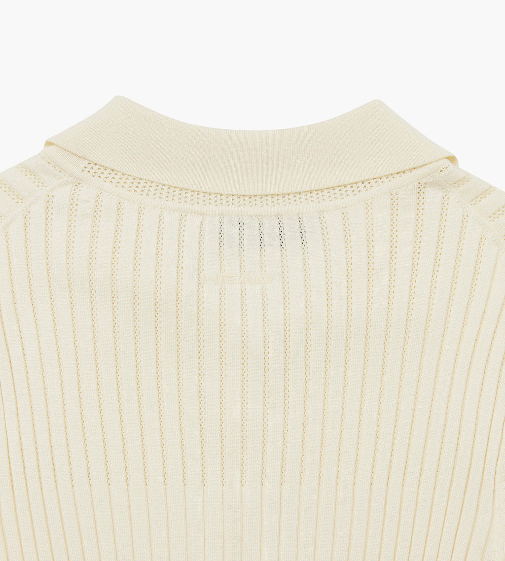 Pointelle Rib Long Sleeve Knit Polo