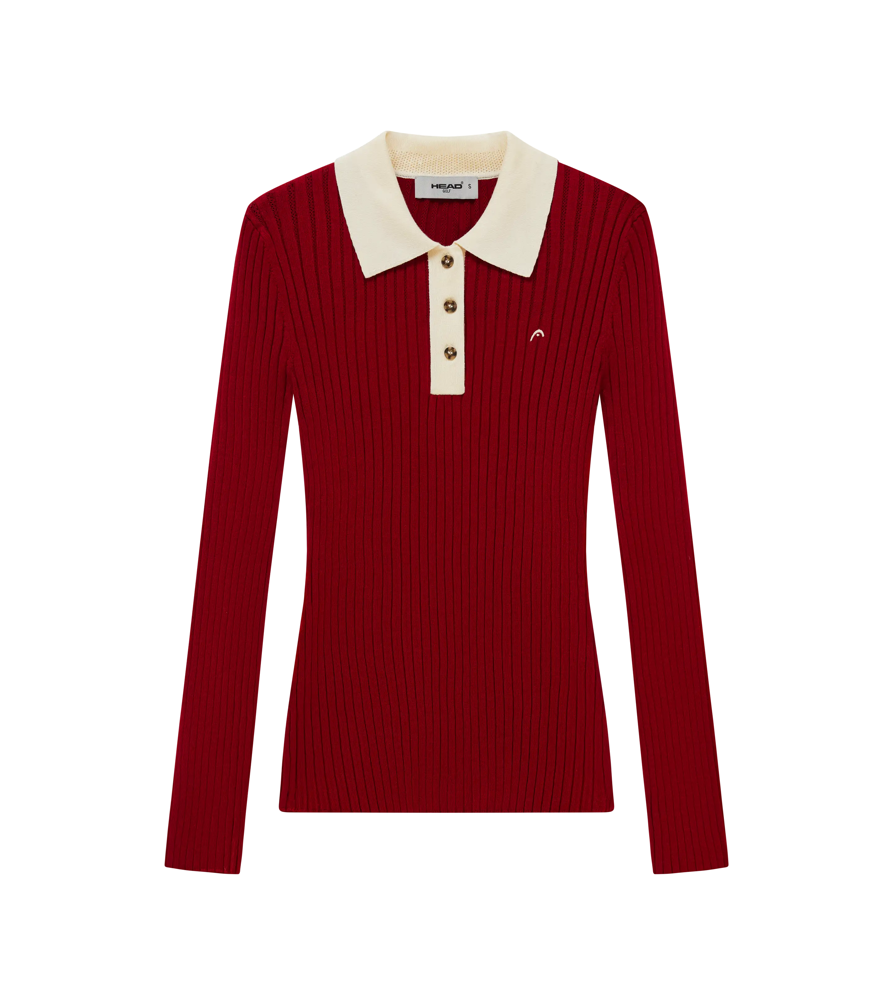 Pointelle Rib Long Sleeve Knit Polo