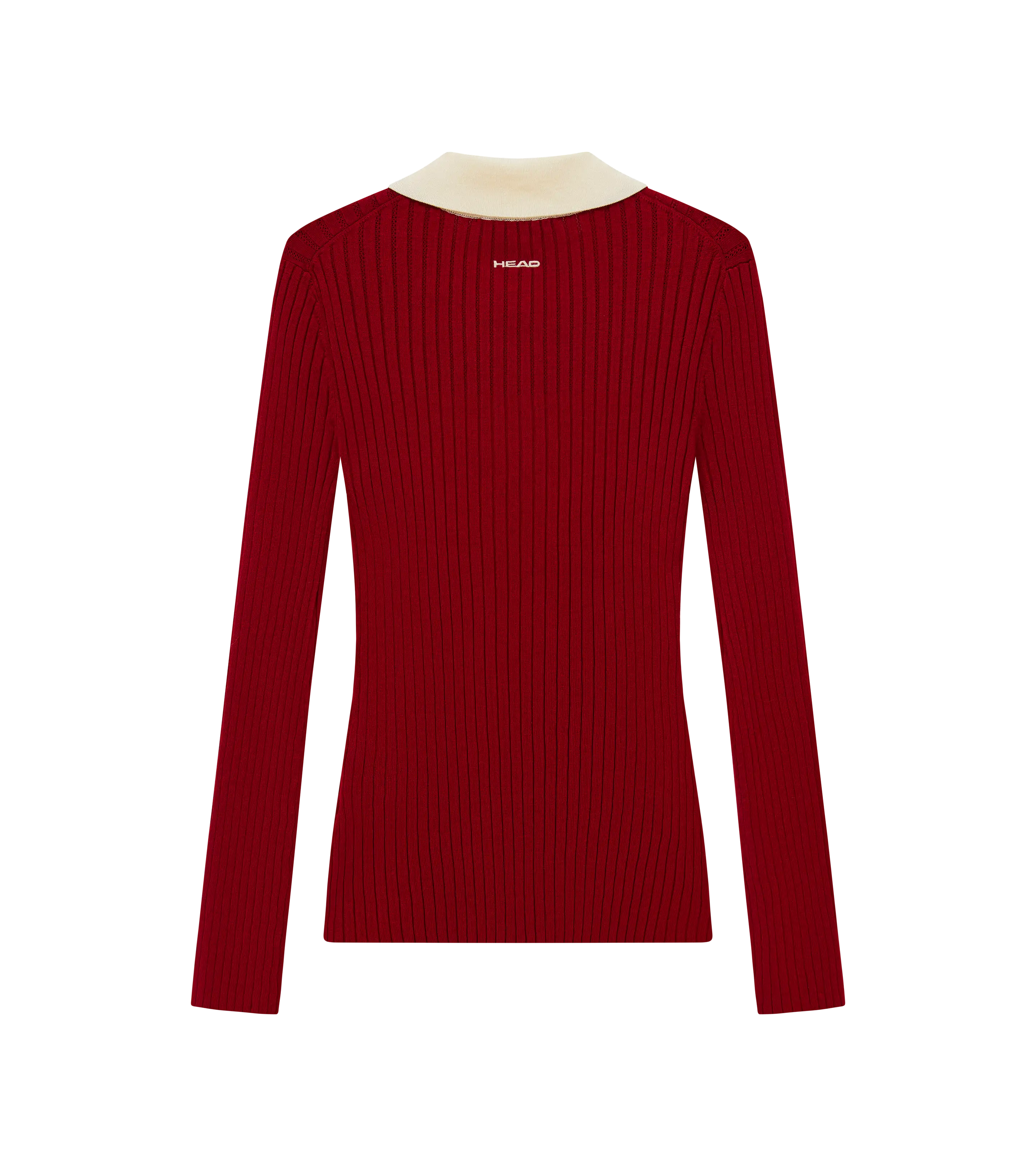 Pointelle Rib Long Sleeve Knit Polo