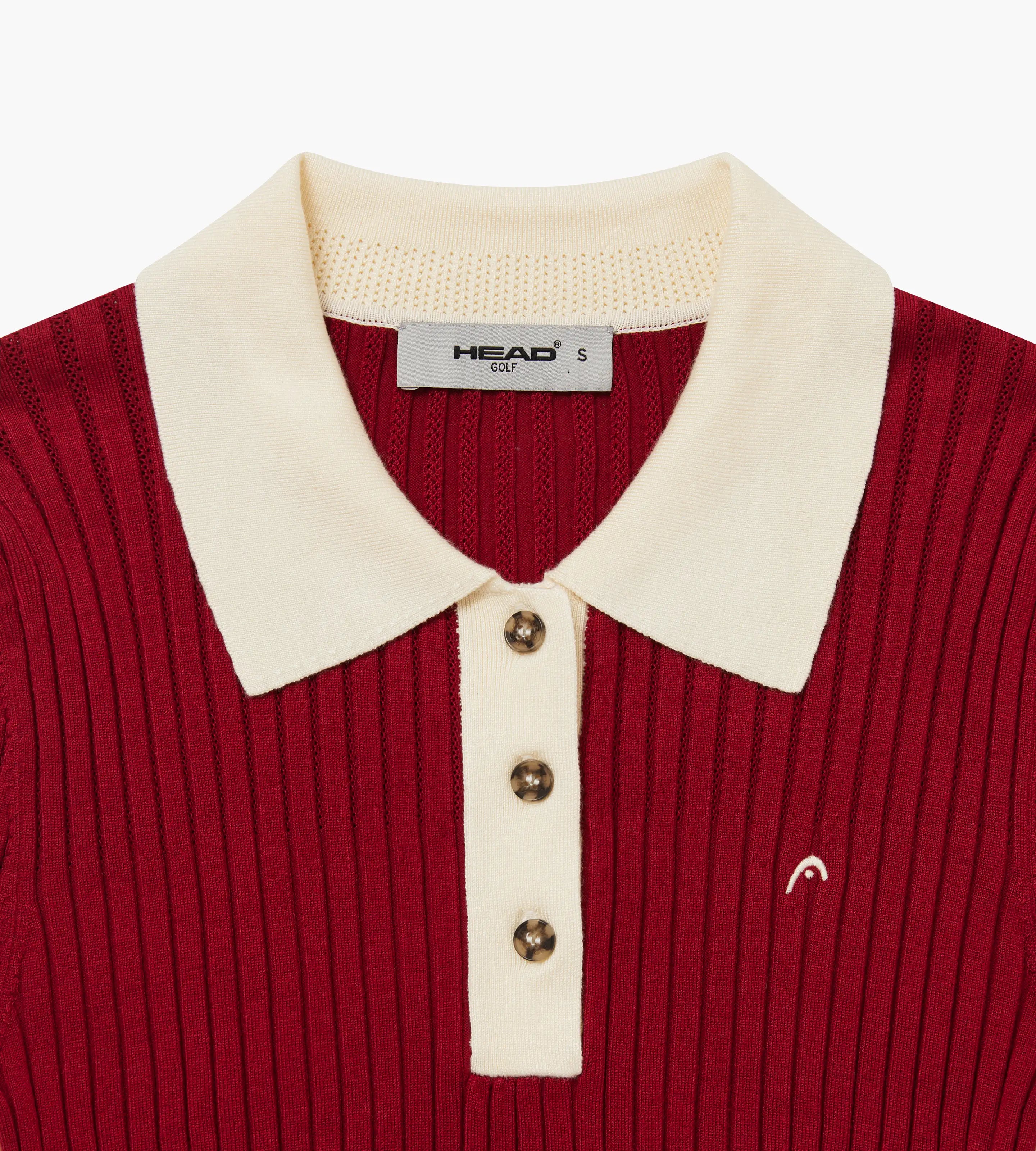 Pointelle Rib Long Sleeve Knit Polo