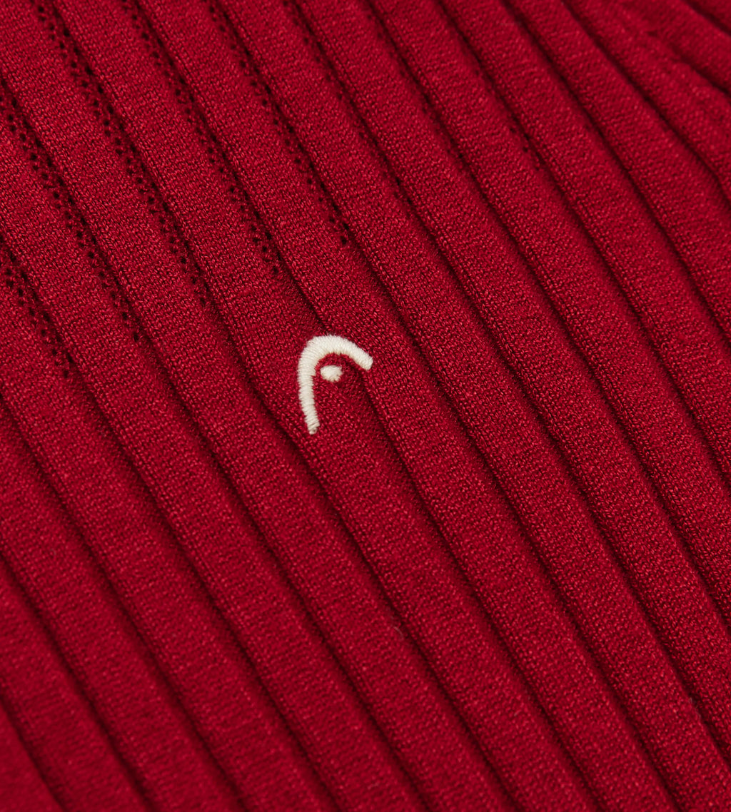 Pointelle Rib Long Sleeve Knit Polo