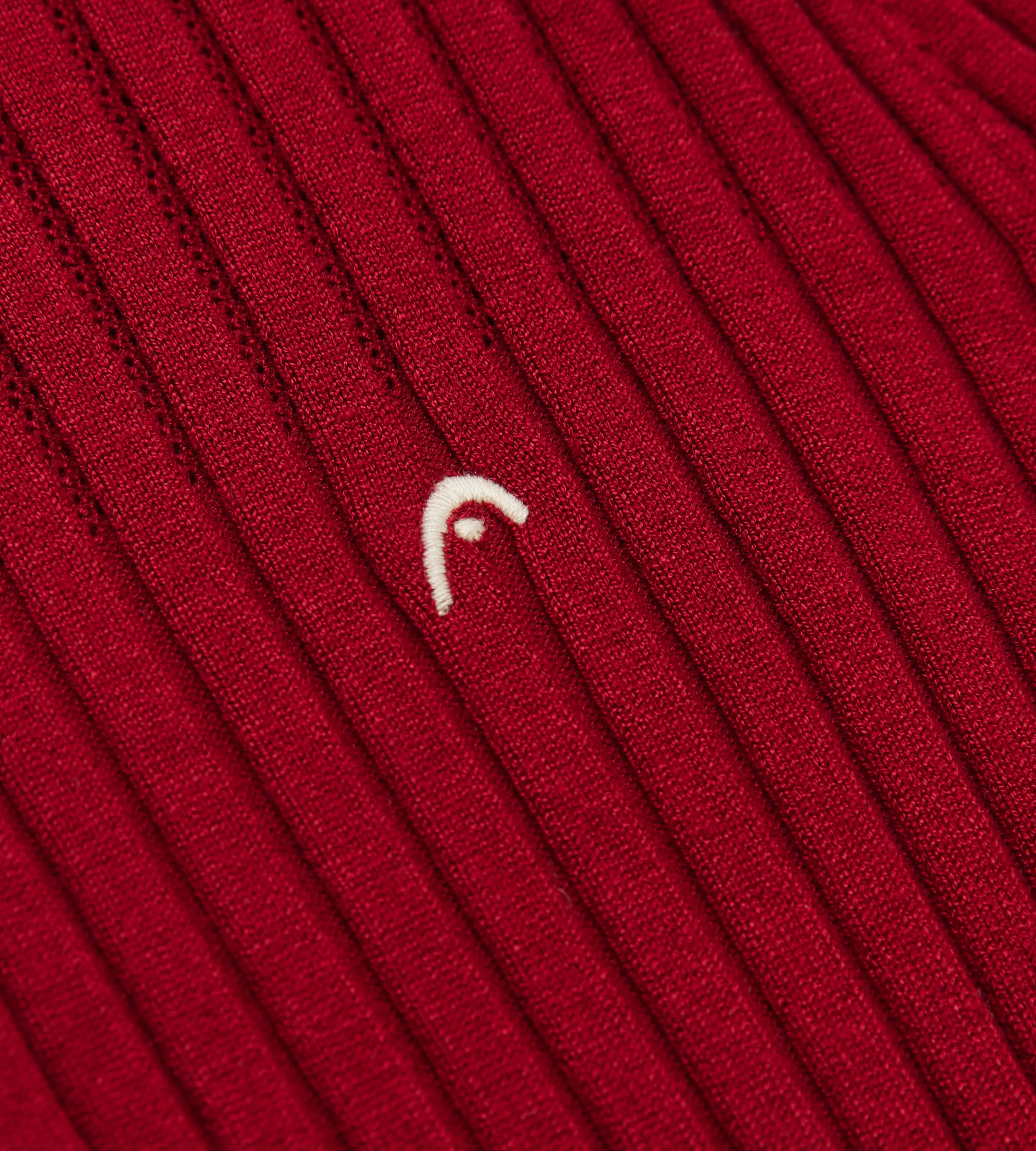 Pointelle Rib Long Sleeve Knit Polo
