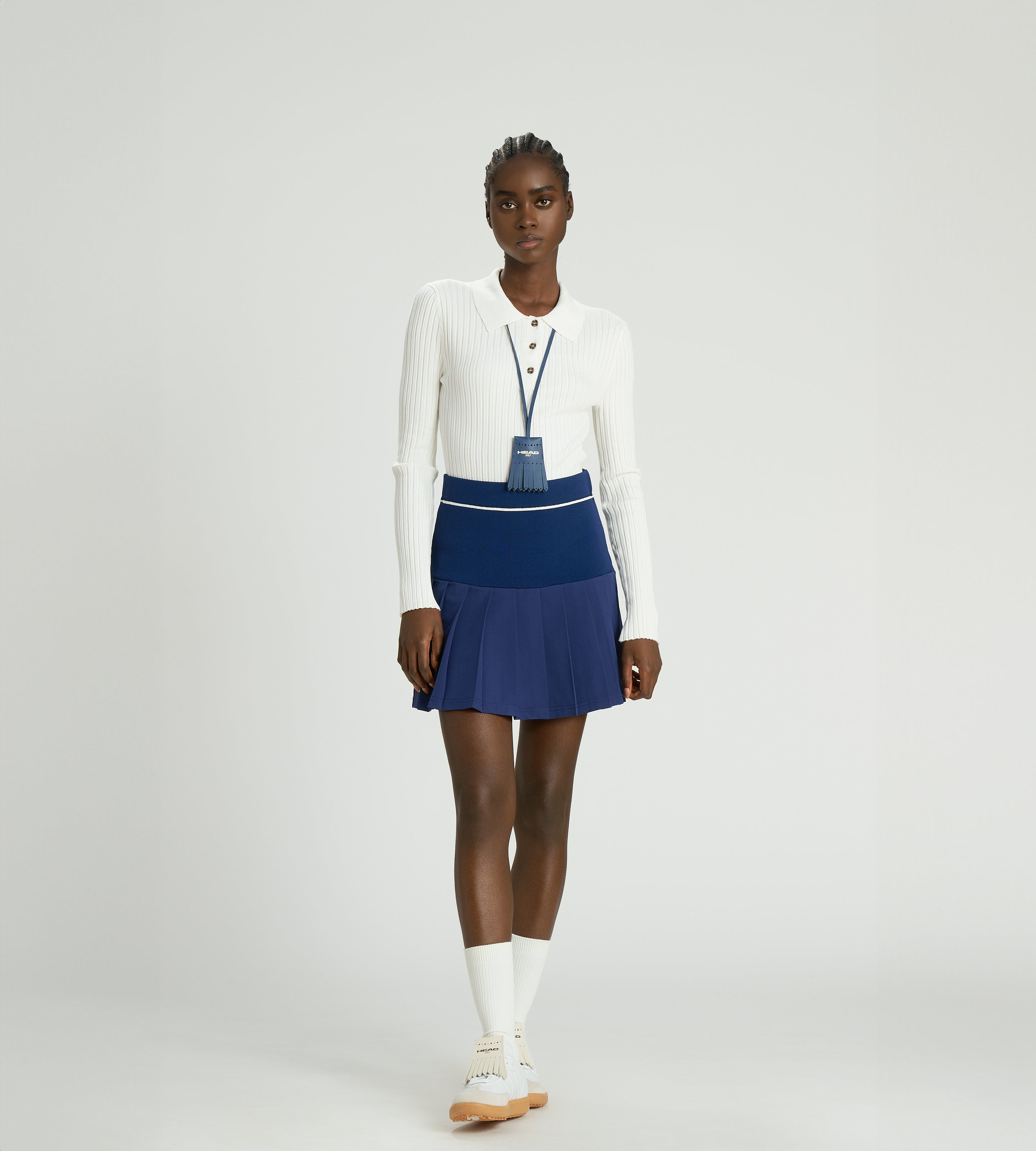 Pointelle Rib Long Sleeve Knit Polo