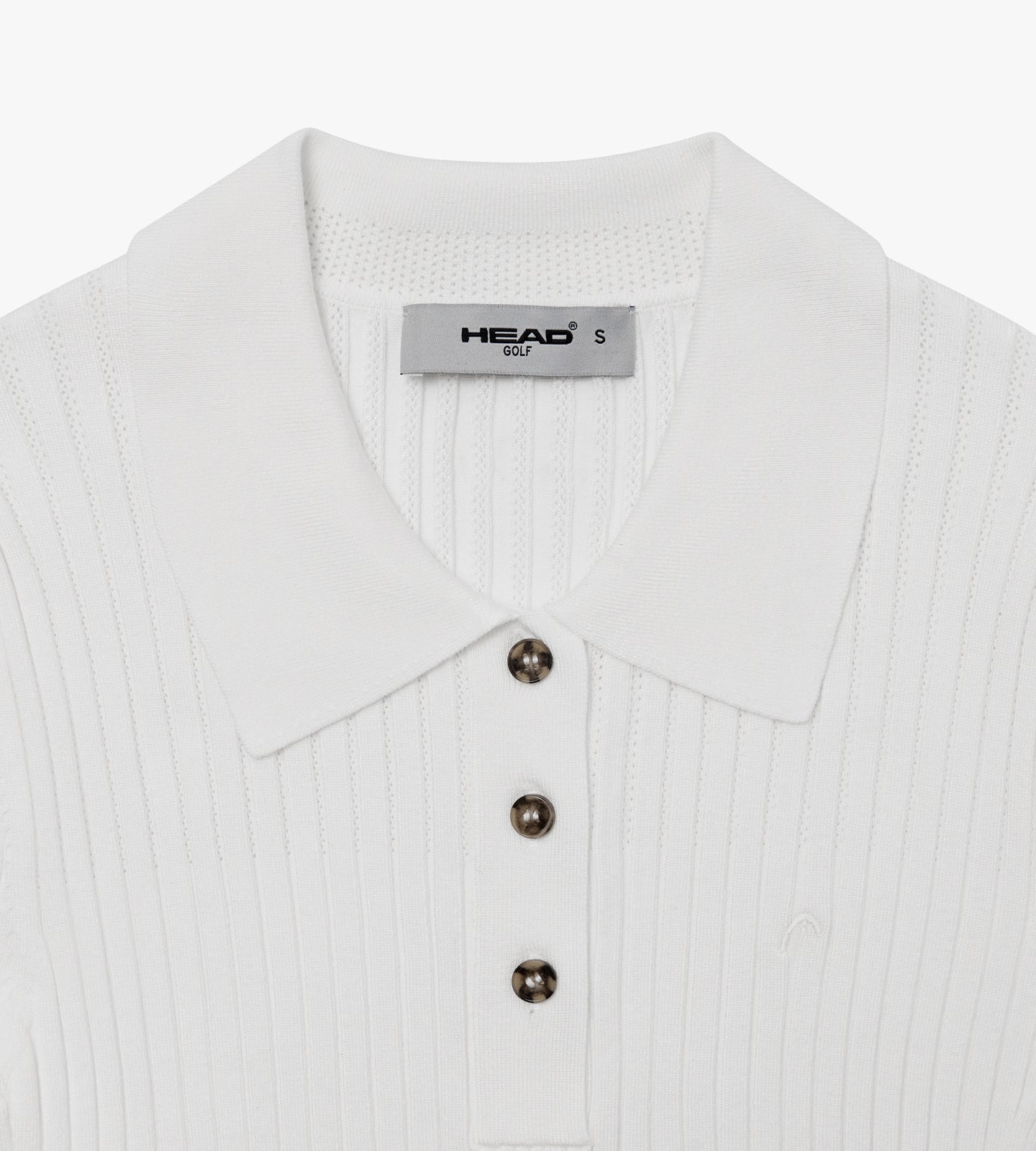 Pointelle Rib Long Sleeve Knit Polo