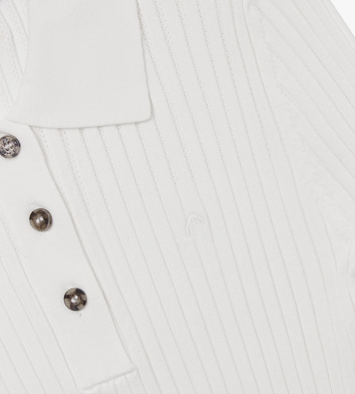 Pointelle Rib Long Sleeve Knit Polo