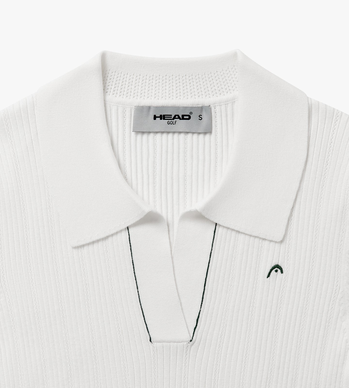 V Neck Pointelle Knit Polo